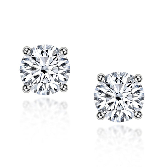 925 Sterling Silver Round Cut Cubic Zirconia Stud Earrings