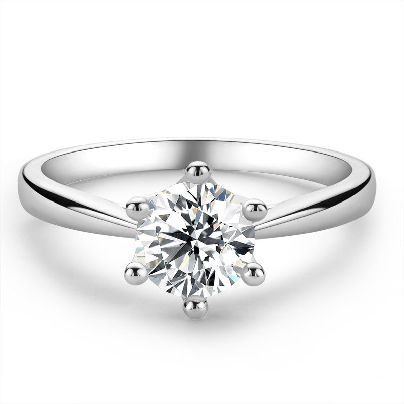 925 Sterling Silver  Classic Round Cut CZ Diamond Crown Solitaire Rings