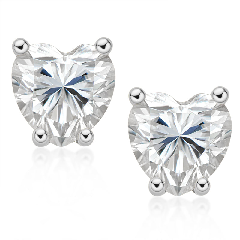 925 Sterling Silver Love Heart Cut Cubic Zirconia Stud Earrings