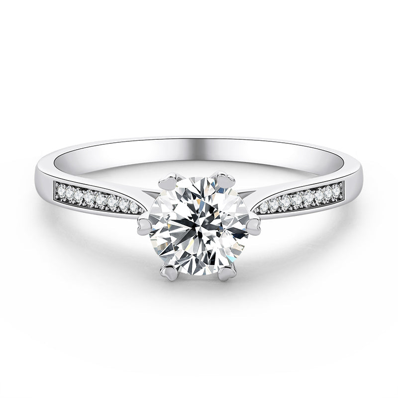 925 Sterling Silver  Classic Round Cut Semi Pave CZ Ring