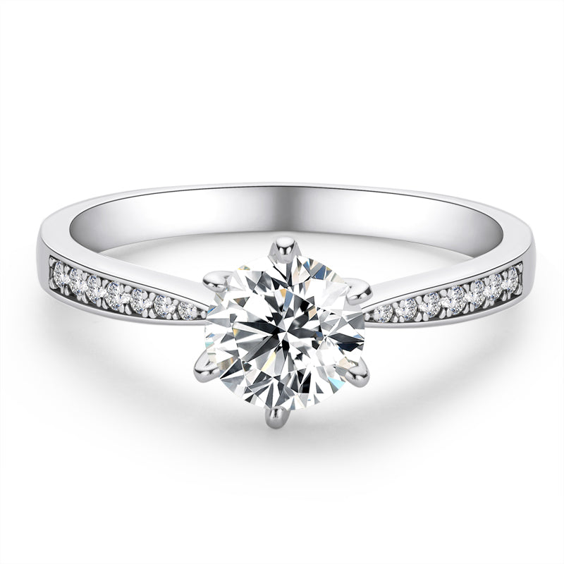 925 Sterling Silver Classic Round Cut CZ Six Prong Solitaire Ring