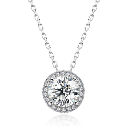 925 Sterling Silver Classic Brilliant Round CZ Pendant Necklace