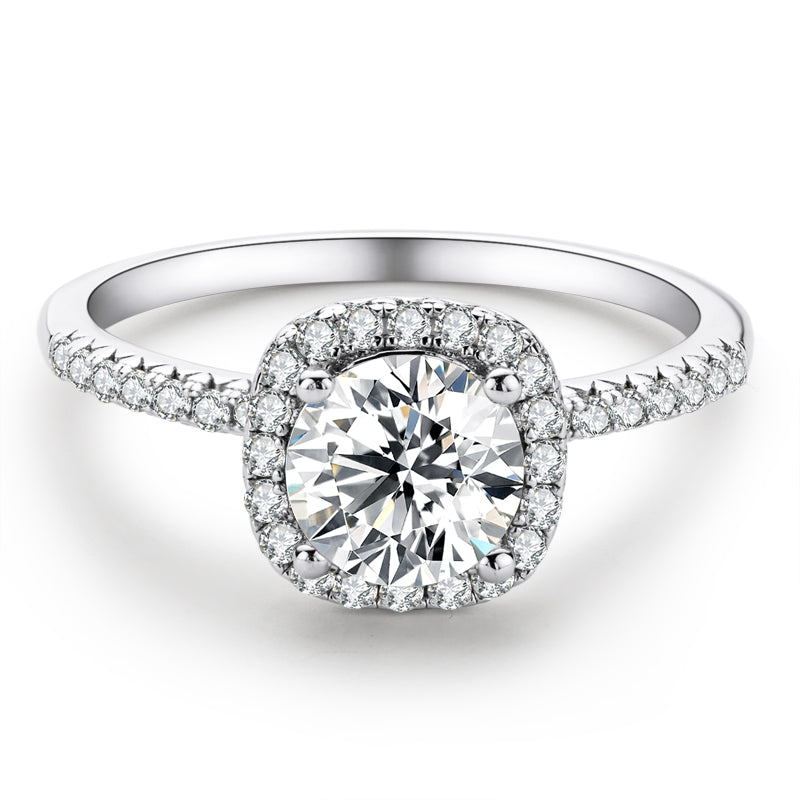 925 Sterling Silver Classic Round Cut CZ Halo Ring