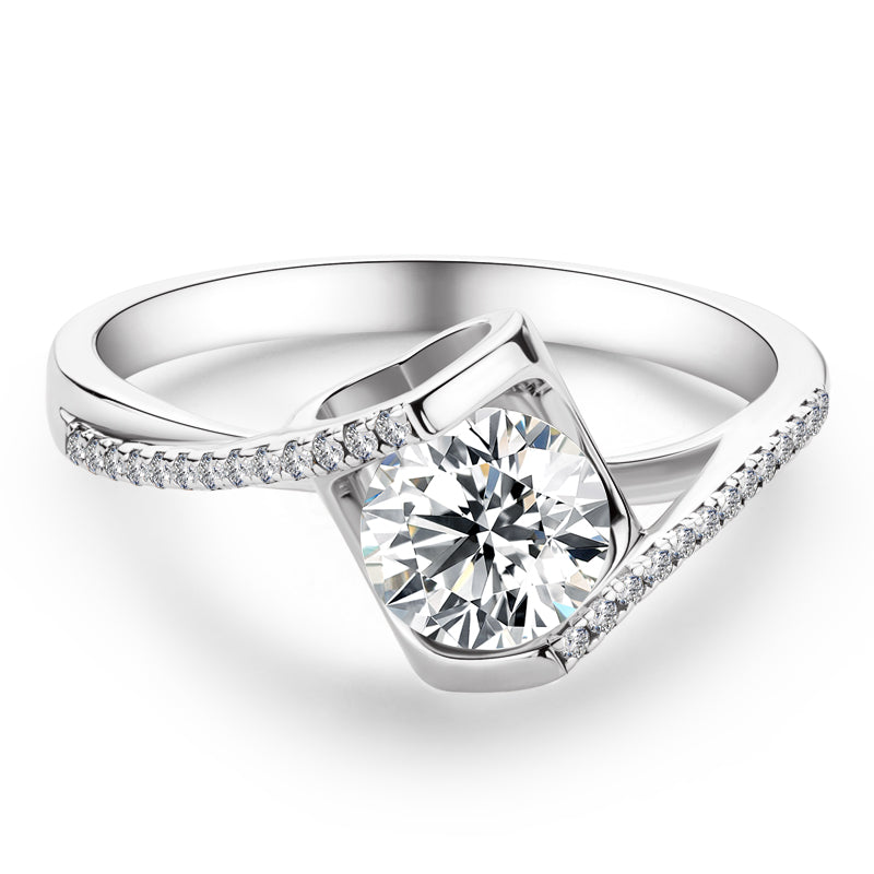 925 Sterling Silver Classic Round Cut Semi Pave CZ Ring