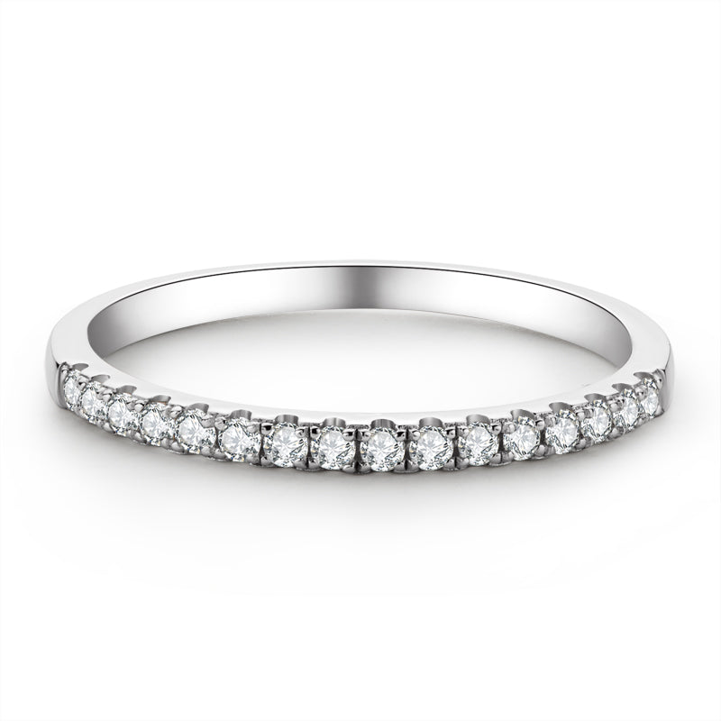 925 Sterling Silver Round Cut Cz Half Eternity Wedding Band