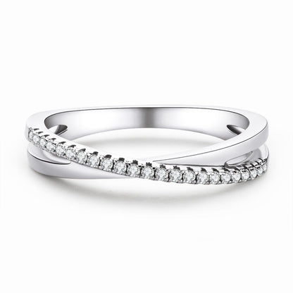 925 Sterling Silver Round Cut CZ Split Shank Wedding Band