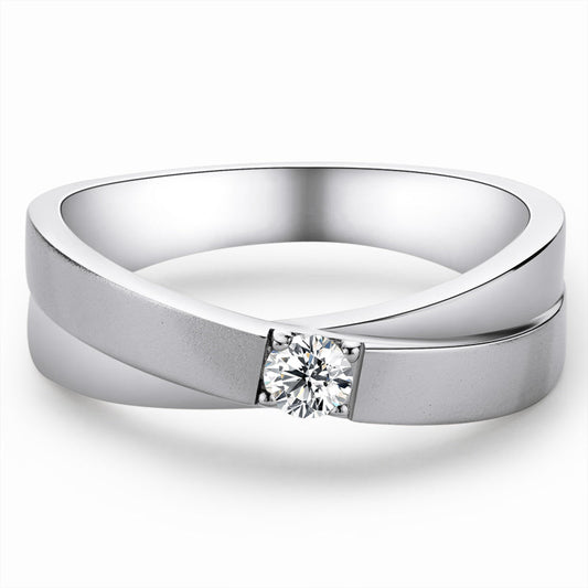 925 Sterling Silver Round Cut CZ Men's Wedding Band