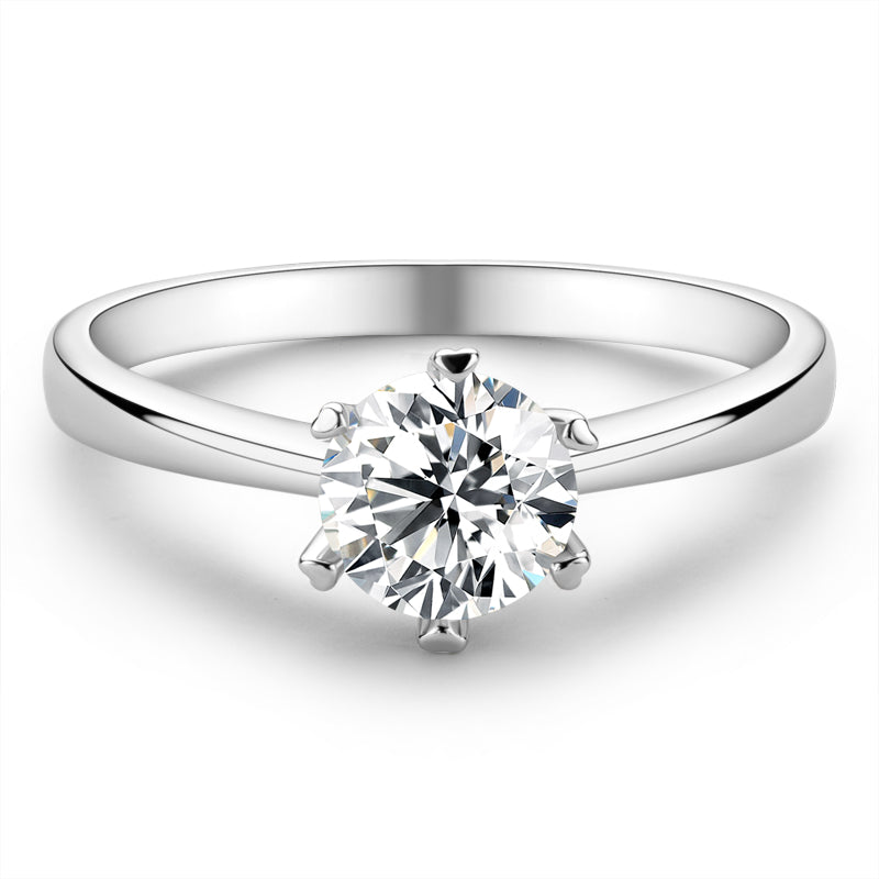 925 Sterling Silver Classic Round Cut CZ Six Prong Solitaire Ring