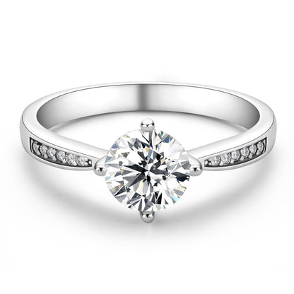 925 Sterling Silver Classic Round Cut CZ Micro Setting Ring