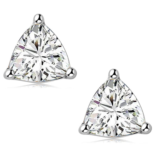 925 Sterling Silver Trillion Cut Solitaire Moissanite Stud Earrings