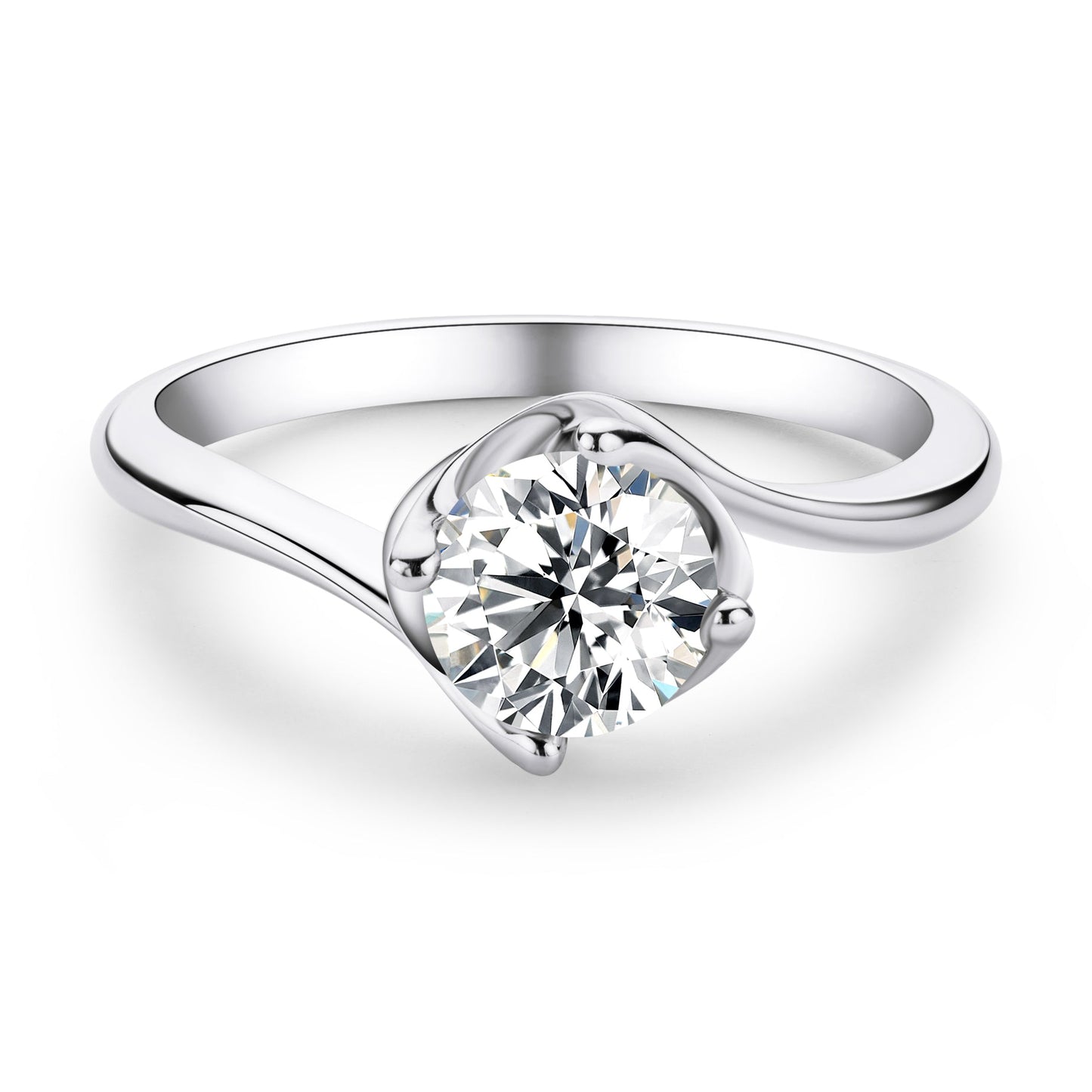 925 Sterling Silver Classic Round Cut CZ Bud Solitaire Rings