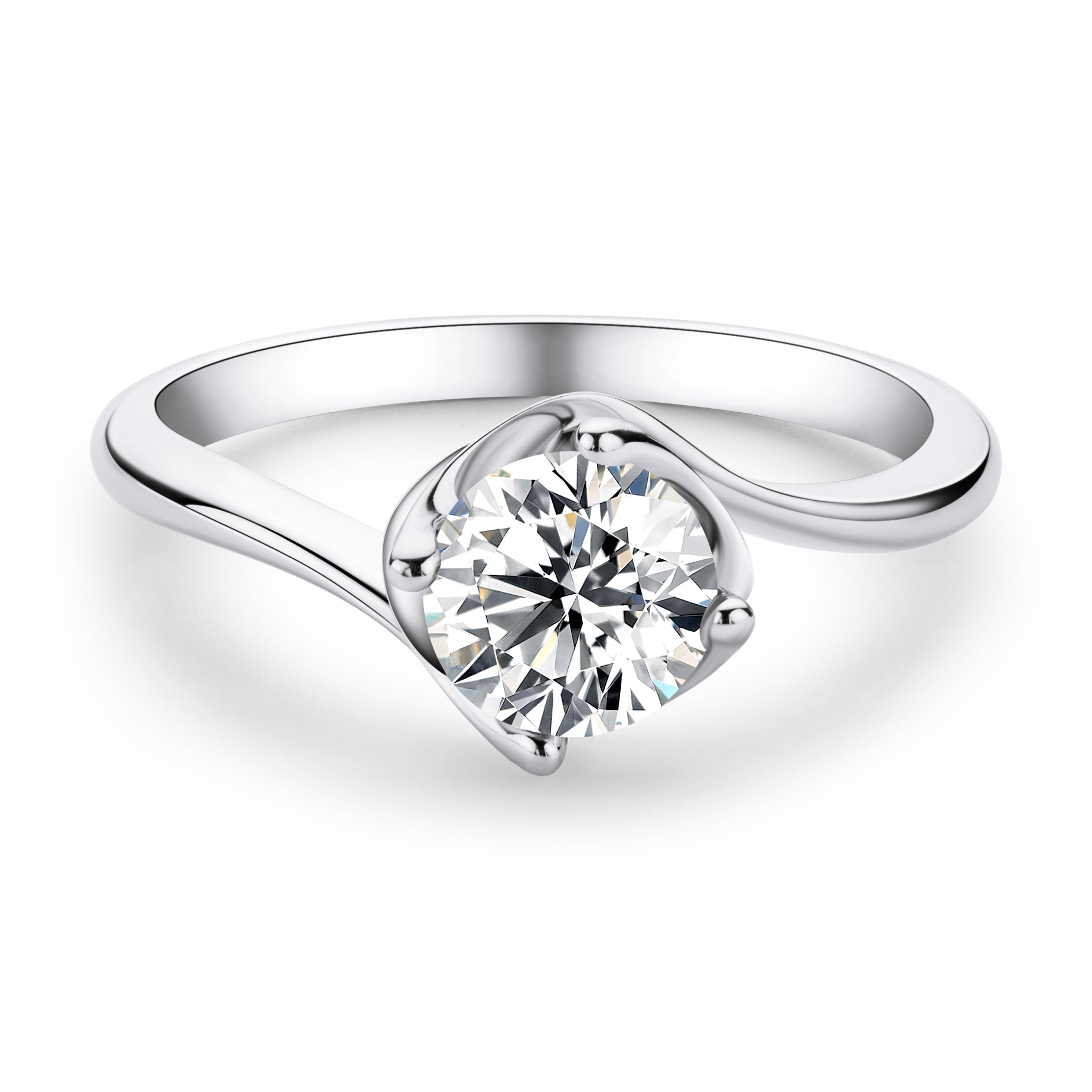 925 Sterling Silver Classic Round Cut CZ Bud Solitaire Rings