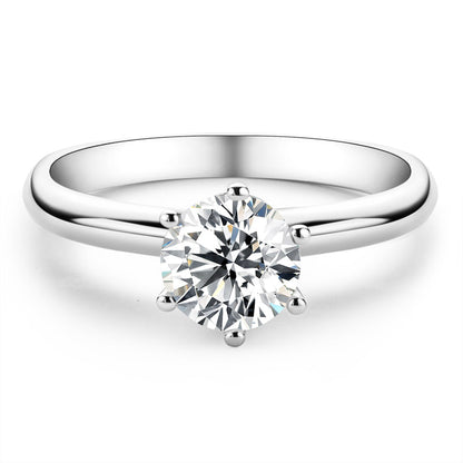 925 Sterling Silver Classic Round Cut CZ Fashion Solitaire Ring