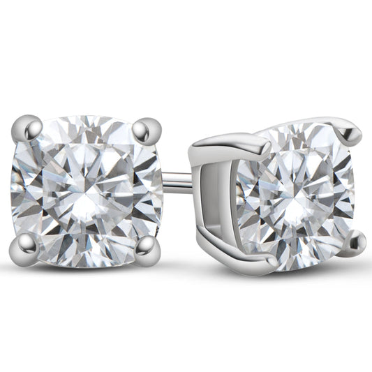 925 Sterling Silver Classic Brilliant Cushion Cut Stud Earrings