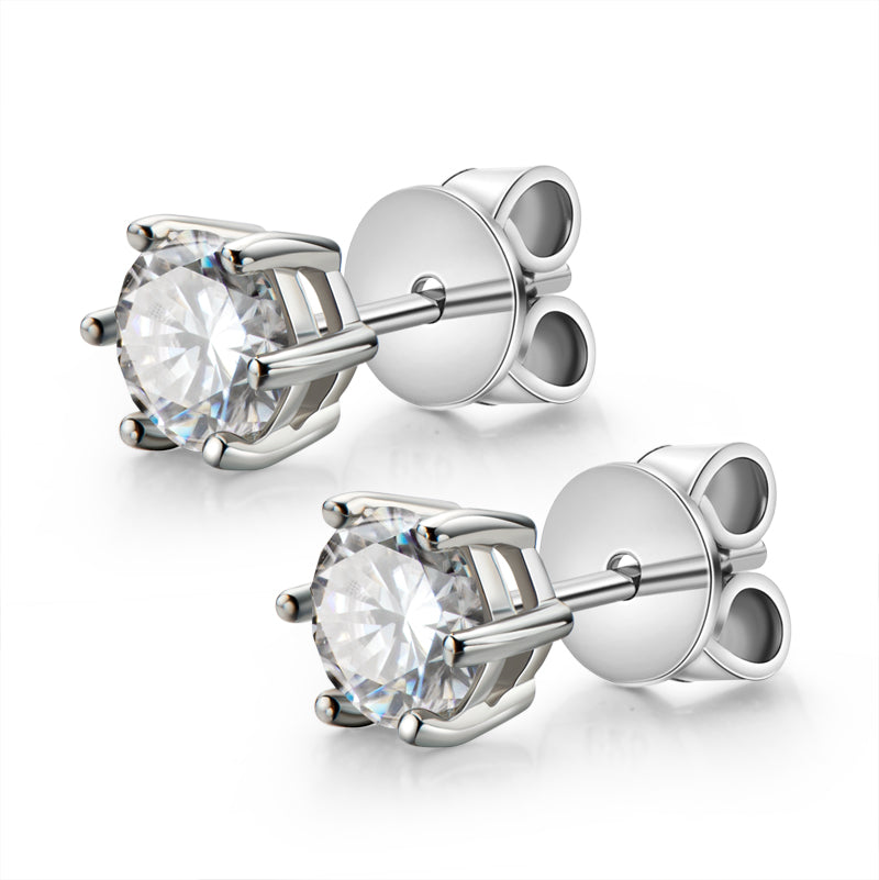 925 Sterling Silver Classic Round Cut Cubic Zirconia Stud Earrings