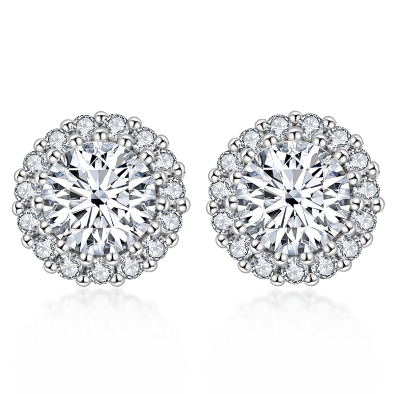 925 Sterling Silver Round Cubic Zirconia Stud Earrings