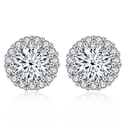 925 Sterling Silver Round Cubic Zirconia Stud Earrings