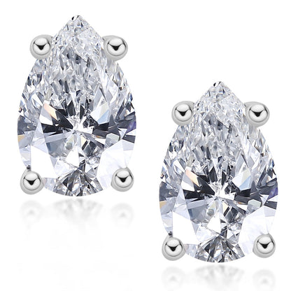 925 Sterling Silver Classic Pear Cut Cubic Zirconia Stud Earrings