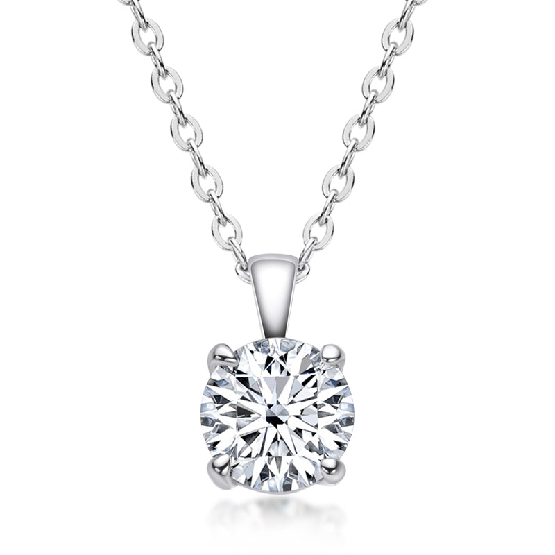 925 Sterling Silver Brilliant Round CZ Pendant Necklace