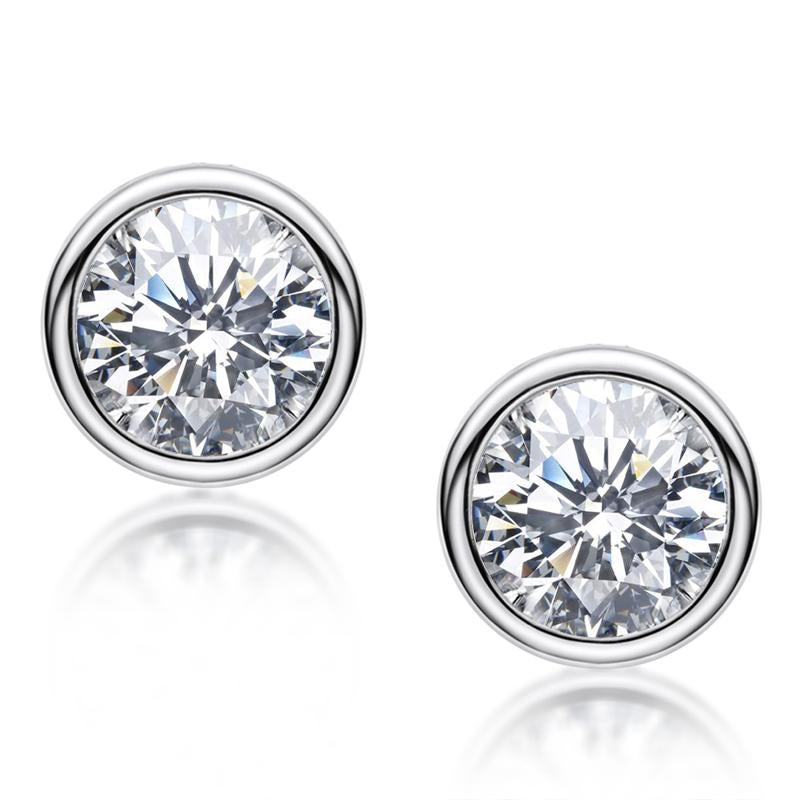 925 Sterling Silver Brilliant Round Cut Cubic Zirconia Stud Earrings