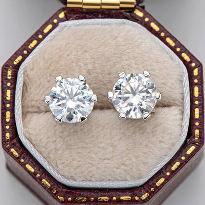 925 Sterling Silver Round Cut Cubic Zirconia Stud Earrings