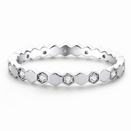 925 Sterling Silver Round Cut CZ Eternity Wedding Band