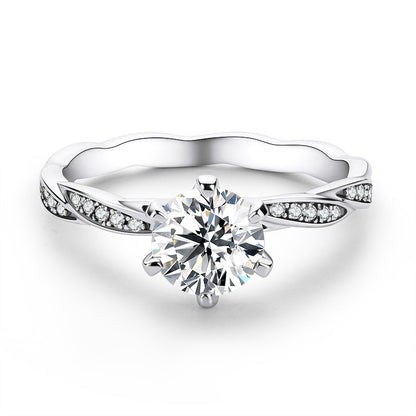 925 Sterling Silver Classic Round Cut Semi Pave CZ Ring