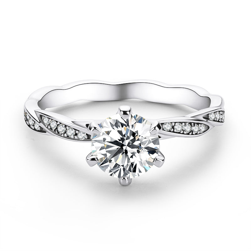 925 Sterling Silver Classic Round Cut Semi Pave CZ Ring