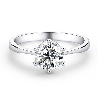 925 Sterling Silver Classic Round Cut CZ Six Prong Solitaire Rings