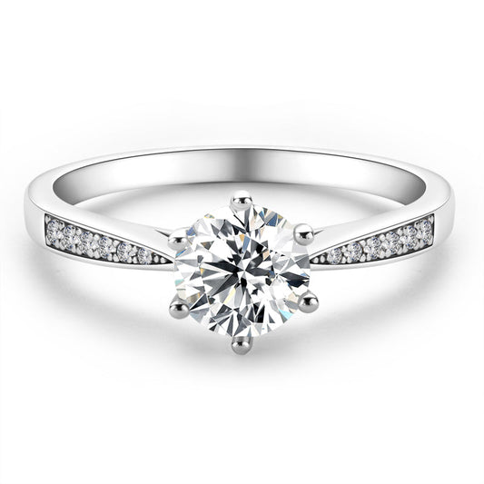 925 Sterling Silver Classic Round Cut CZ Fashion Channel Pave Ring