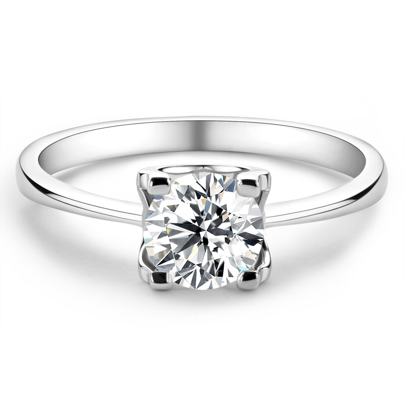 925 Sterling Silver Classic Round Cut CZ Solitaire Ring