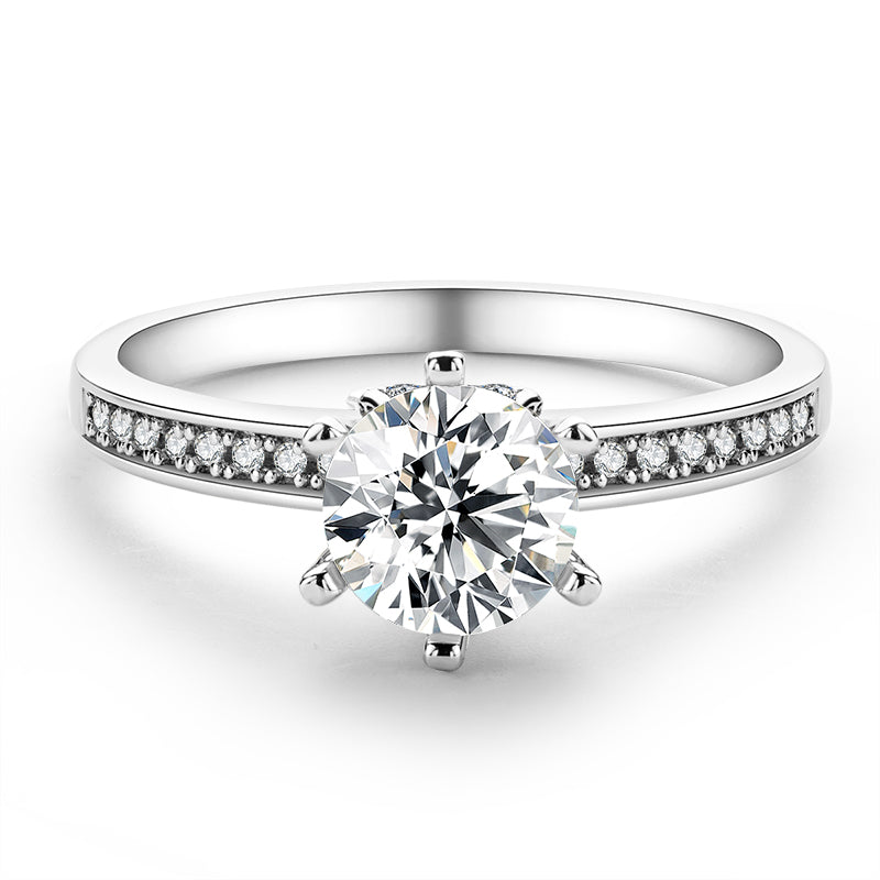 925 Sterling Silver Classic Round Cut Pave CZ Ring