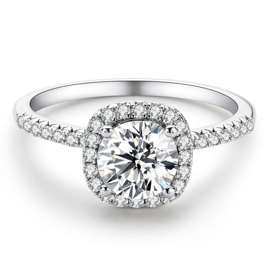 925 Sterling Silver Round Cut CZ Halo Ring