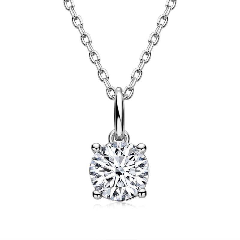 925 Sterling Silver Solitaire Round Cut Sparkling 6.5mm CZ Necklace