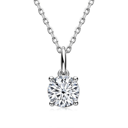 925 Sterling Silver Solitaire Round Cut Sparkling 6.5mm CZ Necklace