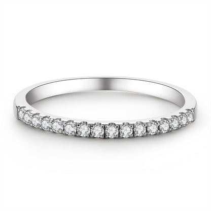 925 Sterling Silver Round Cut Half Eternity Cz  Band