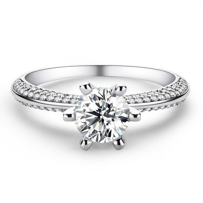 925 Sterling Silver Classic Six Prong Round Cut CZ Ring