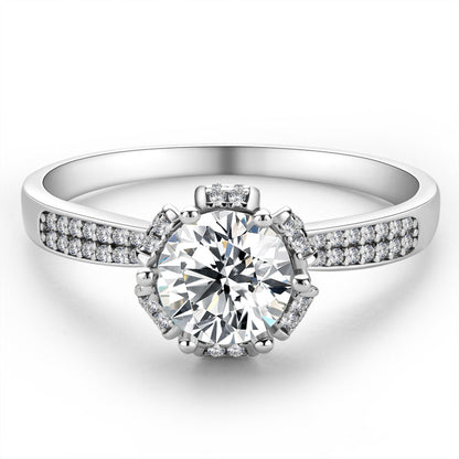 925 Silver Sterling Classic Round Cut CZ Pave Ring