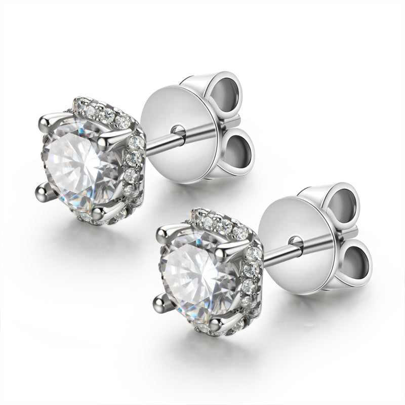 925 Sterling Silver Classic Round Cut Stud Earrings