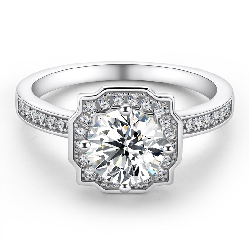 925 Sterling Silver  Classic Round Cut CZ Halo Ring