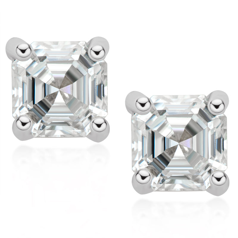 925 Sterling Silver Asscher Cut Cubic Zirconia Earrings