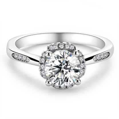 925 Sterling Silver Classic Round Cut CZ Halo Ring