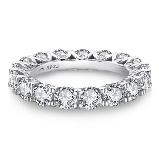 925 Sterling Silver Round Created CZ Full Eternity Ring