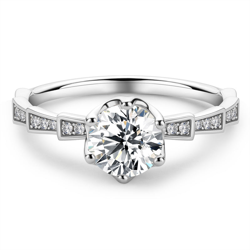 925 Sterling Silver  Classic Round Cut CZ Pave Ring