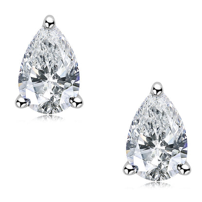 925 Sterling Silver Pear Shaped Cubic Zirconia Stud Earrings