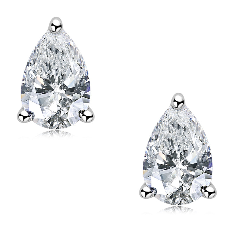 925 Sterling Silver Pear Shaped Cubic Zirconia Stud Earrings