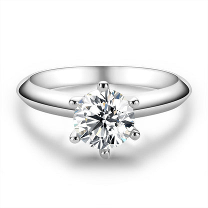 925 Sterling Silver Classic Round Cut CZ Six Prong Solitaire Ring