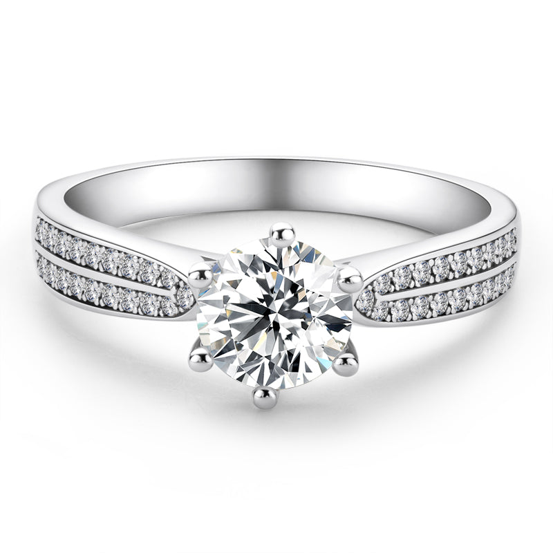 925 Sterling Silver Classic Six Prong Round Cut CZ  Ring