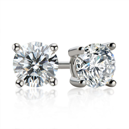 925 Sterling Silver Classic Round Cut Cubic Zirconia Stud Earrings