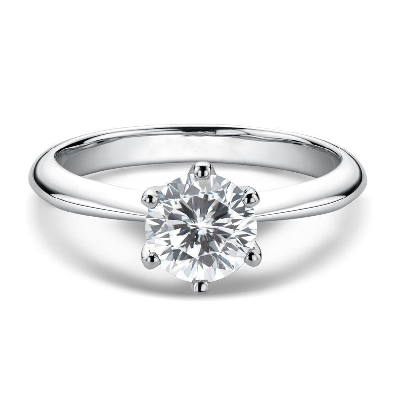 925 Sterling Silver Classic Round Brilliant Cut CZ Solitaire Ring